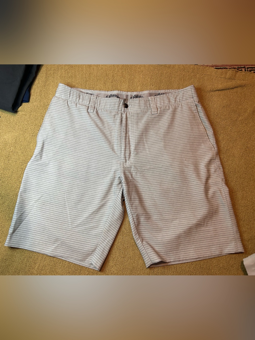 Callaway Light Gray Striped Men’s Flat Front Shorts